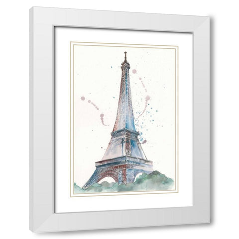 View of Eiffel III White Modern Wood Framed Art Print with Double Matting by Wang, Melissa