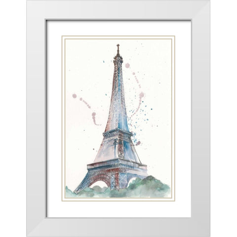 View of Eiffel III White Modern Wood Framed Art Print with Double Matting by Wang, Melissa
