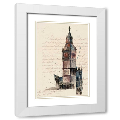 Letters from Big Ben White Modern Wood Framed Art Print with Double Matting by Wang, Melissa