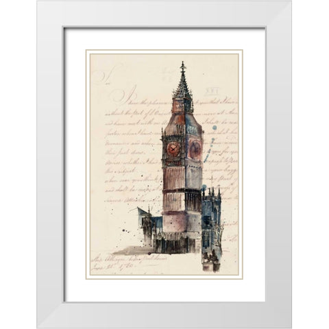 Letters from Big Ben White Modern Wood Framed Art Print with Double Matting by Wang, Melissa