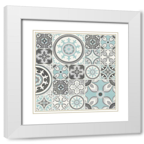 Suzanni Tile I White Modern Wood Framed Art Print with Double Matting by Kappa, Diane