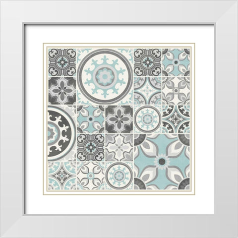 Suzanni Tile I White Modern Wood Framed Art Print with Double Matting by Kappa, Diane