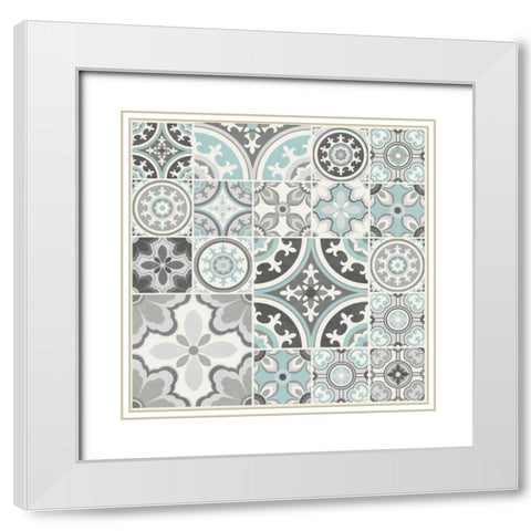 Suzanni Tile II White Modern Wood Framed Art Print with Double Matting by Kappa, Diane
