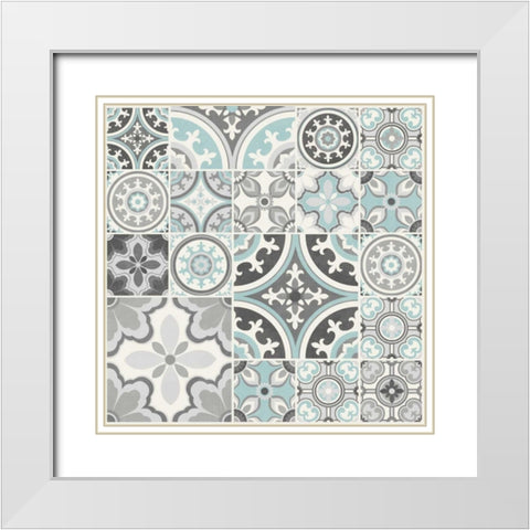 Suzanni Tile II White Modern Wood Framed Art Print with Double Matting by Kappa, Diane