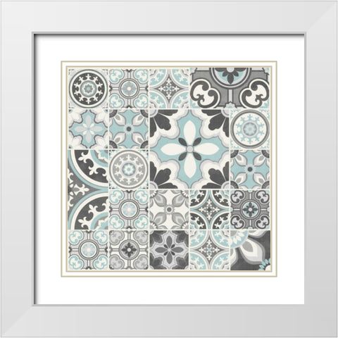 Suzanni Tile III White Modern Wood Framed Art Print with Double Matting by Kappa, Diane