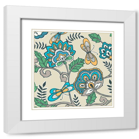 Namaste Floral II White Modern Wood Framed Art Print with Double Matting by Kappa, Diane