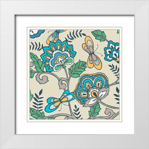 Namaste Floral II White Modern Wood Framed Art Print with Double Matting by Kappa, Diane