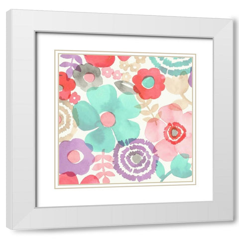 Ocean Shores Floral I White Modern Wood Framed Art Print with Double Matting by Kappa, Diane