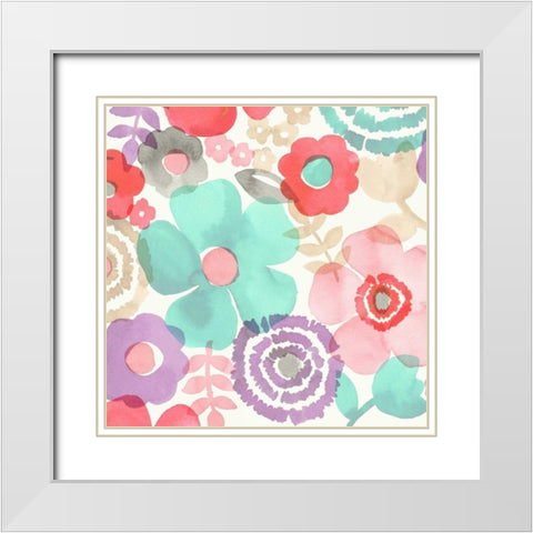 Ocean Shores Floral I White Modern Wood Framed Art Print with Double Matting by Kappa, Diane
