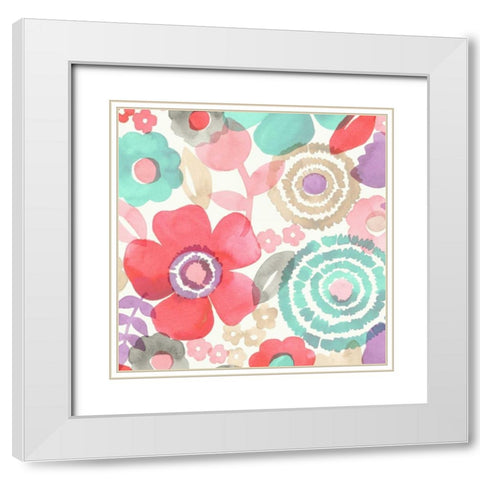 Ocean Shores Floral II White Modern Wood Framed Art Print with Double Matting by Kappa, Diane