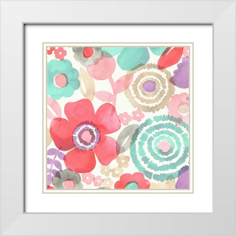 Ocean Shores Floral II White Modern Wood Framed Art Print with Double Matting by Kappa, Diane