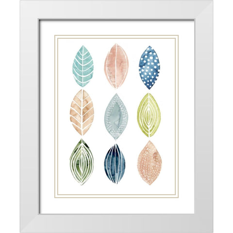 Patterned Leaves II White Modern Wood Framed Art Print with Double Matting by Popp, Grace