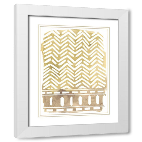 Mud Cloth Motif I White Modern Wood Framed Art Print with Double Matting by Vess, June Erica