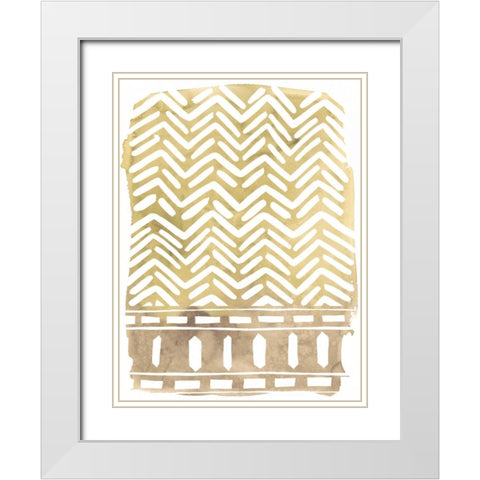 Mud Cloth Motif I White Modern Wood Framed Art Print with Double Matting by Vess, June Erica