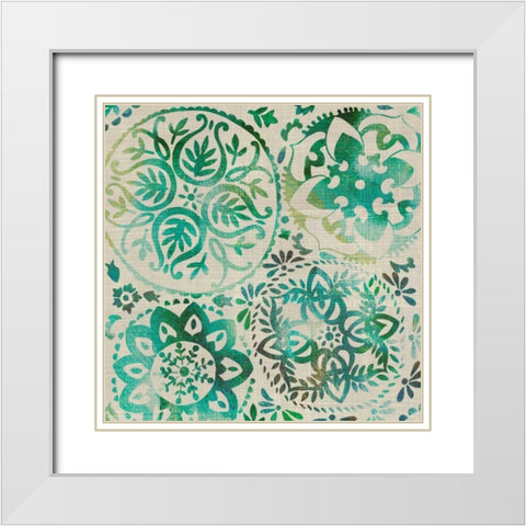 Moss Medallions I White Modern Wood Framed Art Print with Double Matting by Zarris, Chariklia