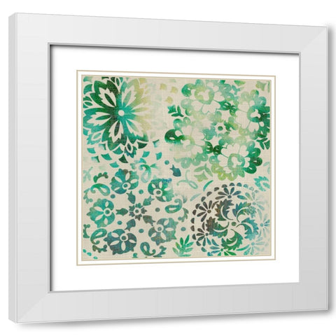 Moss Medallions II White Modern Wood Framed Art Print with Double Matting by Zarris, Chariklia