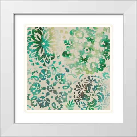 Moss Medallions II White Modern Wood Framed Art Print with Double Matting by Zarris, Chariklia