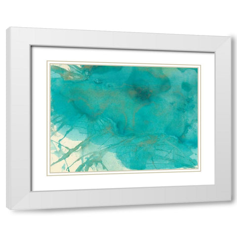 Turquoise Moment I White Modern Wood Framed Art Print with Double Matting by Combs, Joyce
