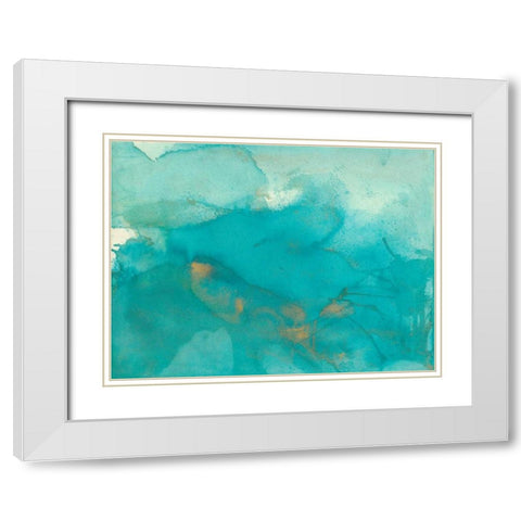Turquoise Moment II White Modern Wood Framed Art Print with Double Matting by Combs, Joyce