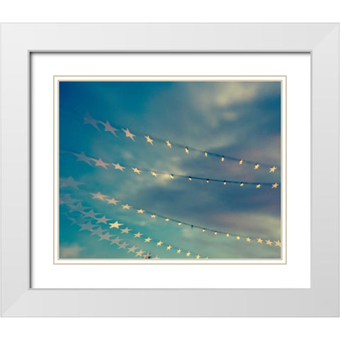 Bokeh Stars I White Modern Wood Framed Art Print with Double Matting by Quintero, Sonja