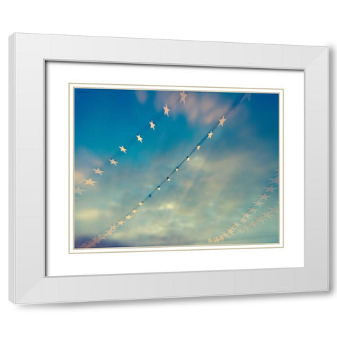 Bokeh Stars II White Modern Wood Framed Art Print with Double Matting by Quintero, Sonja