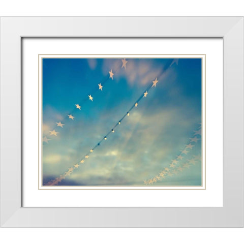 Bokeh Stars II White Modern Wood Framed Art Print with Double Matting by Quintero, Sonja