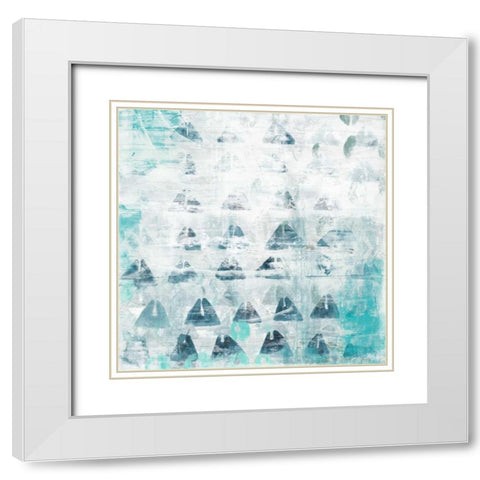 Blue Static II White Modern Wood Framed Art Print with Double Matting by Vess, June Erica