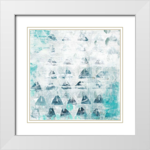 Blue Static II White Modern Wood Framed Art Print with Double Matting by Vess, June Erica