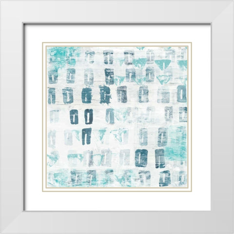 Blue Static III White Modern Wood Framed Art Print with Double Matting by Vess, June Erica
