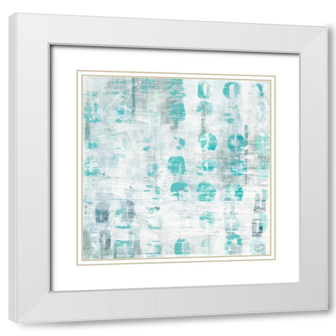 Blue Static IV White Modern Wood Framed Art Print with Double Matting by Vess, June Erica