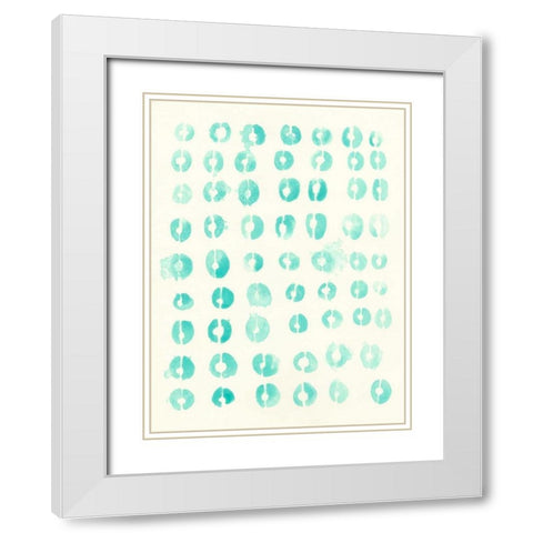 Blue Batik Motif I White Modern Wood Framed Art Print with Double Matting by Vess, June Erica