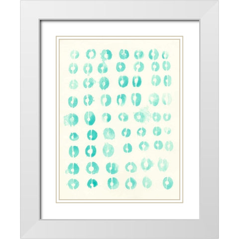 Blue Batik Motif I White Modern Wood Framed Art Print with Double Matting by Vess, June Erica