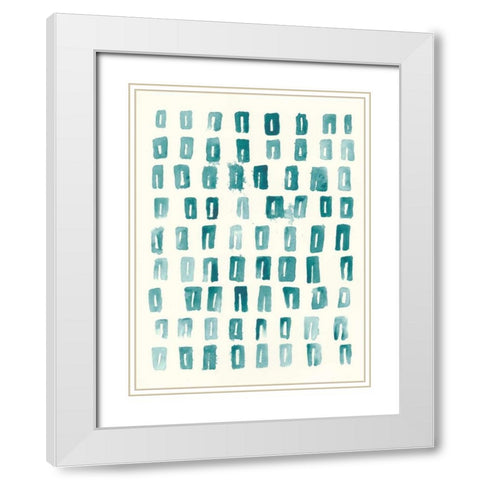 Blue Batik Motif II White Modern Wood Framed Art Print with Double Matting by Vess, June Erica