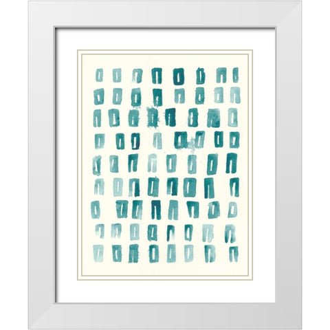 Blue Batik Motif II White Modern Wood Framed Art Print with Double Matting by Vess, June Erica