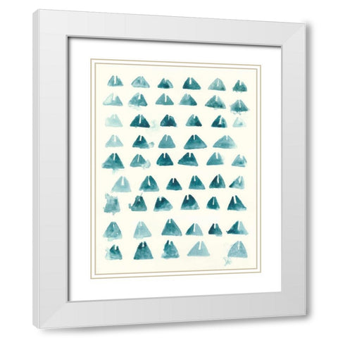 Blue Batik Motif III White Modern Wood Framed Art Print with Double Matting by Vess, June Erica