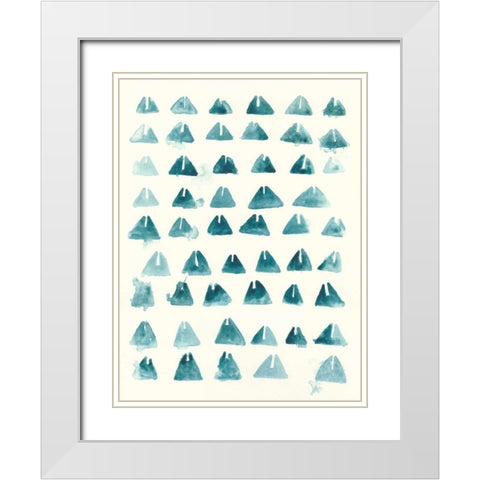 Blue Batik Motif III White Modern Wood Framed Art Print with Double Matting by Vess, June Erica