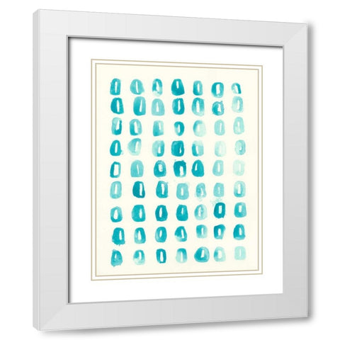 Blue Batik Motif IV White Modern Wood Framed Art Print with Double Matting by Vess, June Erica