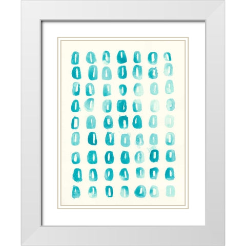 Blue Batik Motif IV White Modern Wood Framed Art Print with Double Matting by Vess, June Erica