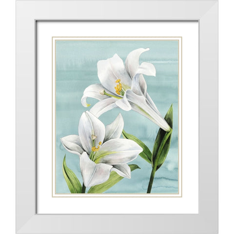 Peaceful Lilies I White Modern Wood Framed Art Print with Double Matting by Popp, Grace