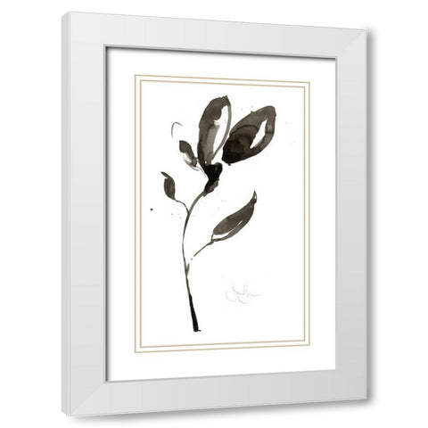 Solitary Sumi-e  I White Modern Wood Framed Art Print with Double Matting by Goldberger, Jennifer