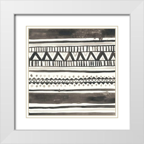 Tribal Echo I White Modern Wood Framed Art Print with Double Matting by Vess, June Erica