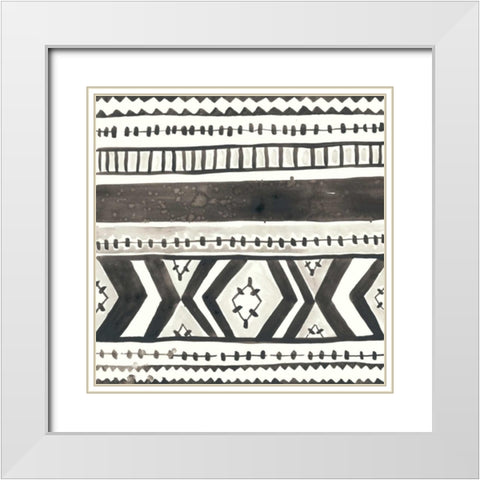 Tribal Echo II White Modern Wood Framed Art Print with Double Matting by Vess, June Erica