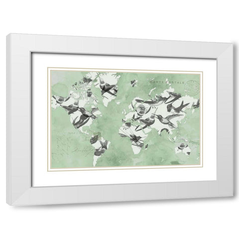Migration of Birds White Modern Wood Framed Art Print with Double Matting by Goldberger, Jennifer