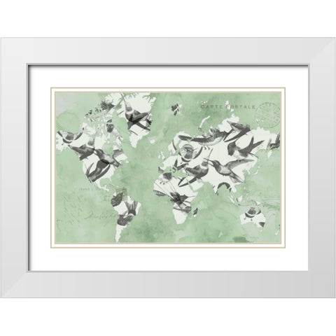 Migration of Birds White Modern Wood Framed Art Print with Double Matting by Goldberger, Jennifer