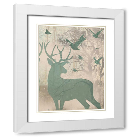 Deer Solace II White Modern Wood Framed Art Print with Double Matting by Goldberger, Jennifer