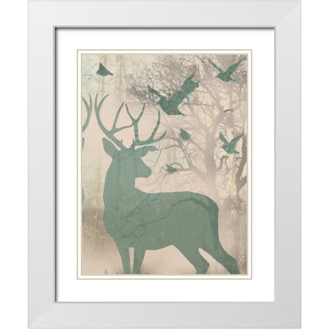 Deer Solace II White Modern Wood Framed Art Print with Double Matting by Goldberger, Jennifer