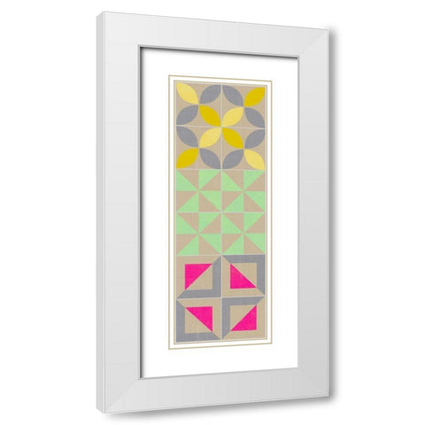 Elementary Tile Panel I White Modern Wood Framed Art Print with Double Matting by Zarris, Chariklia