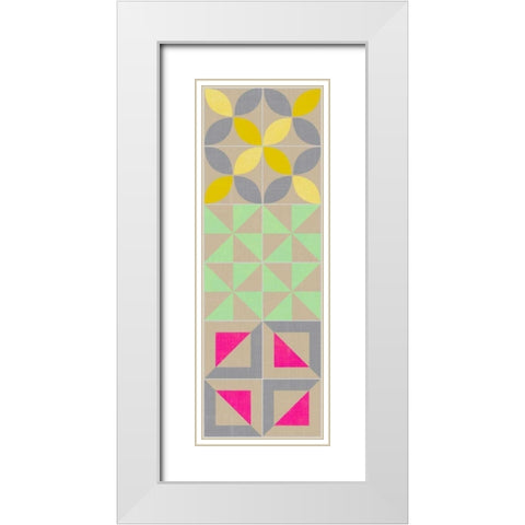 Elementary Tile Panel I White Modern Wood Framed Art Print with Double Matting by Zarris, Chariklia