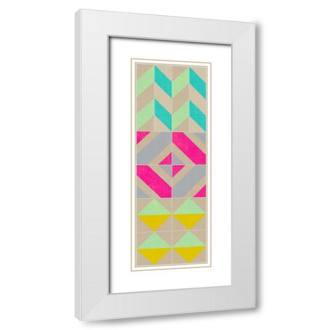 Elementary Tile Panel II White Modern Wood Framed Art Print with Double Matting by Zarris, Chariklia