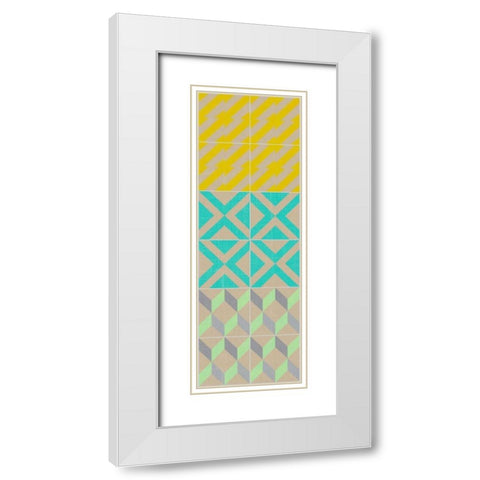 Elementary Tile Panel III White Modern Wood Framed Art Print with Double Matting by Zarris, Chariklia